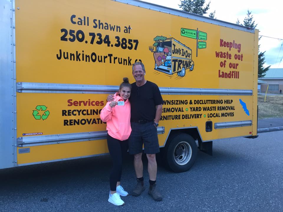 Young Nanaimo customer thanking Shawn after a junk removal pickup